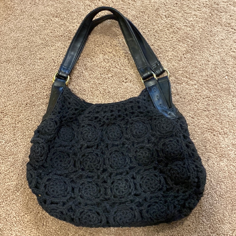 Black crochet purse